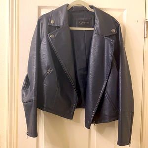 Eloquii faux leather jacket in navy blue, size 18/20